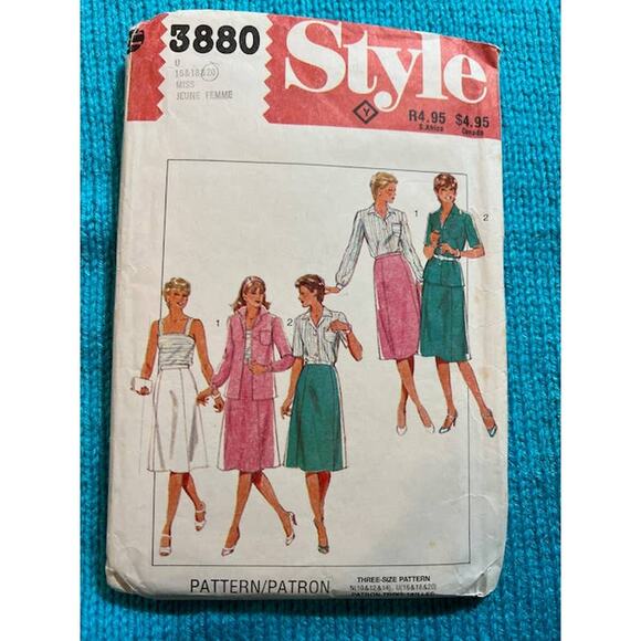Style 3880 suit blazer skirt top sewing pattern sz 16 18 20 - Picture 1 of 5